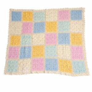 Vintage Heirloom Granny Square Pastel Fine Yarn Cotton Crochet Blanket #1105259